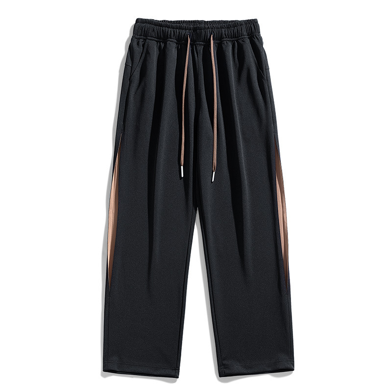 Pantalon d'été fin, ample et droit pour hommes, pantalon de sport décontracté à rayures latérales, tendance