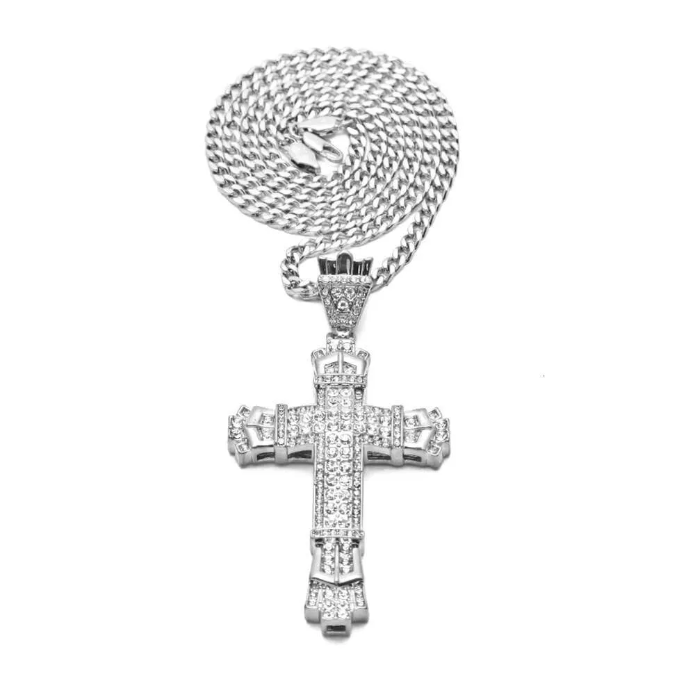 Diamant-Legierung Kreuz Anhänger Mode Herren Hip Hop Halskette Schmuck_voghion.com
