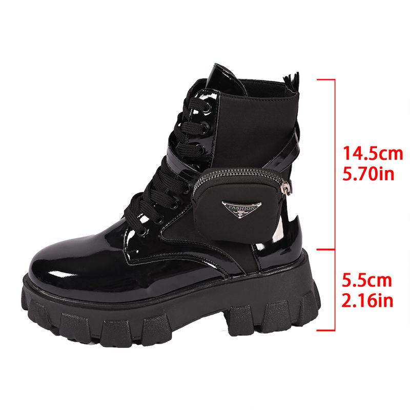2024 neue modische Übergrößen-Kurzstiefel mit dicker Sohle für Damen, Modetasche im britischen Stil, Gürtelschnalle, Martin-Stiefel für Damen_voghion.com