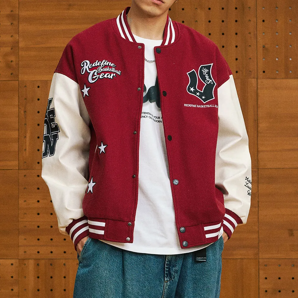 Veidoorn Preppy College-Jacke für Herren und Teenager, schicker Buchstabendruck, starke Stickerei, lässiger Baseball-Mantel für Herbst und Winter_voghion.com