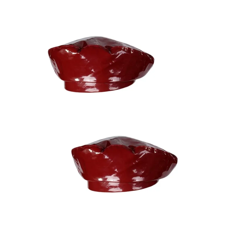Berretti 2 pezzi PU specchio berretto donna primavera e autunno pittore cappello all'aperto moda casual temperamento hostess taglia M_voghion.com
