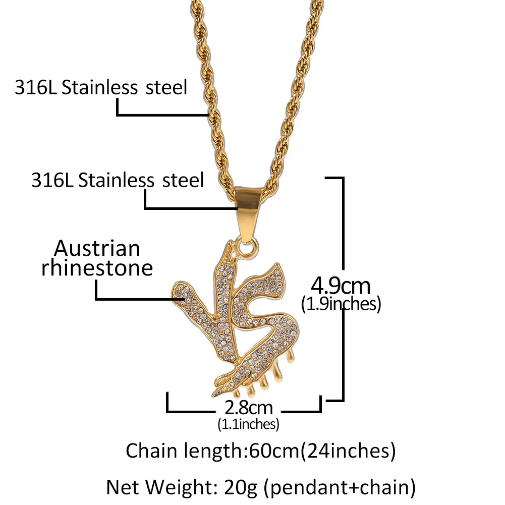 Personalisierte Gold Iced Out Herren VS Initialen Pedant Kubanische Kette Halskette Voller Diamant Hip Hop Schmuck Geschenke für_voghion.com