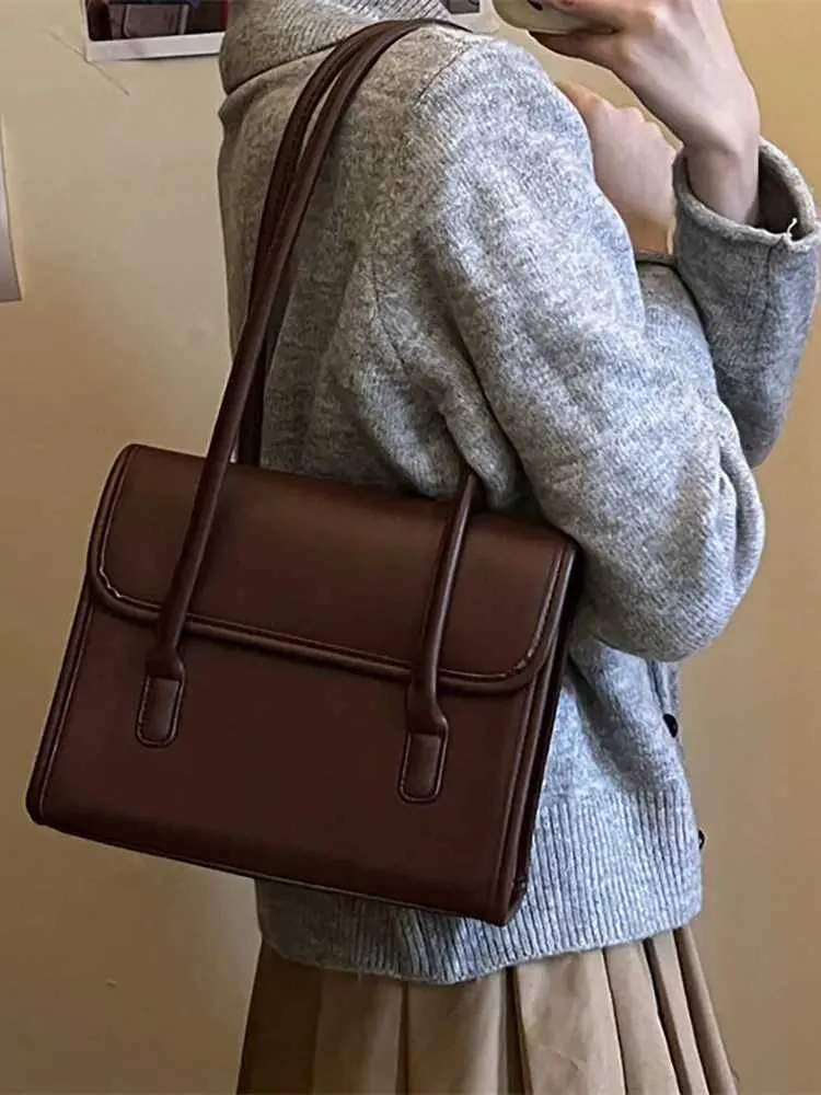 Designer-Tasche, einfarbig, Retro-Textur, Schultertasche, tägliche Erinnerung für Studenten. Hochwertige neue Damenhandtasche aus PU-Leder_voghion.com