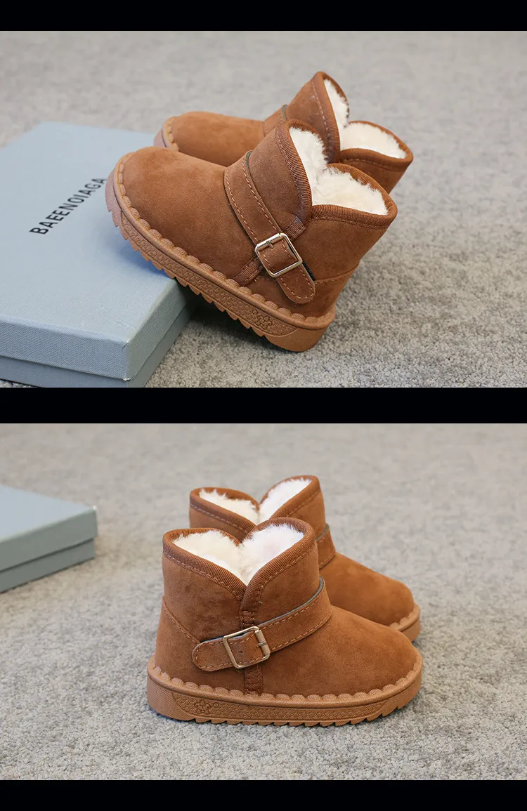 Kids Snow Brown Boys and Girls Baby Toddler Cotton Shoes Kidsnest Gray Soft Padded Thickened Pink Children's Winter_voghion.com