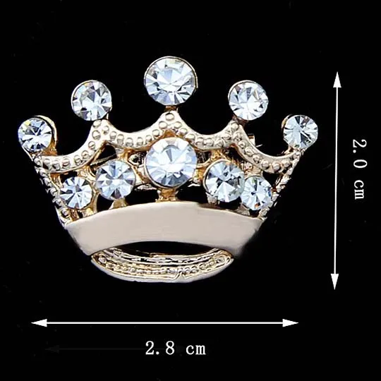 Καρφίτσα Sier Tone Clear Crystal Small Crown Pin B015 με πολύ χαριτωμένες καρφίτσες για κολάρο γυναικών από κράμα, κοσμήματα γάμου και νύφης_voghion.com