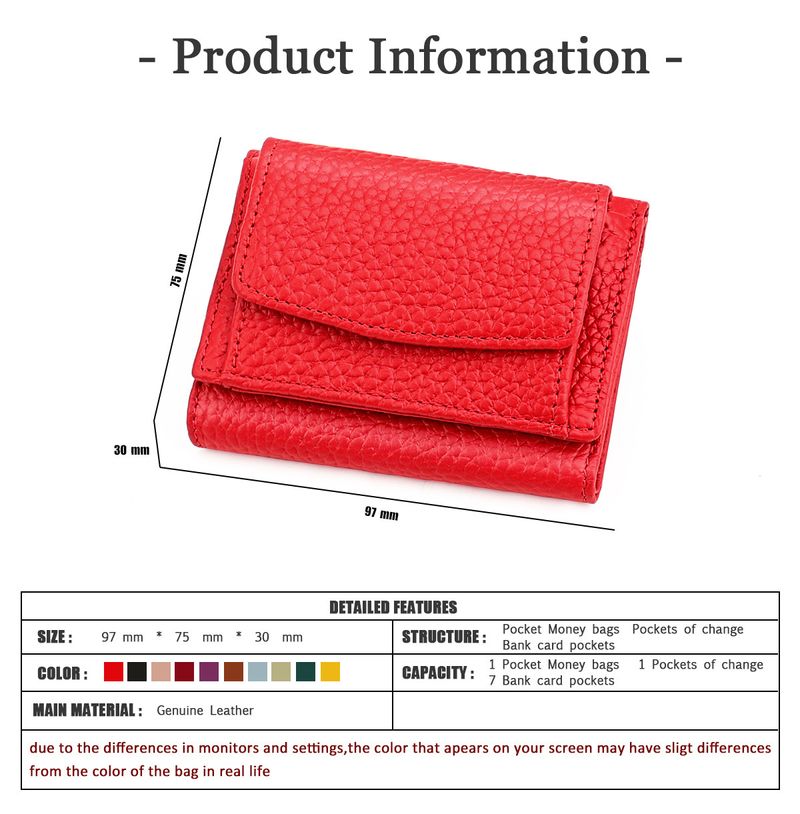Neue kleine aus echtem Leder RFID Anti-Entmagnetisierung Münztüte Geldbörse Kurze Damen-Geldbörse_voghion.com