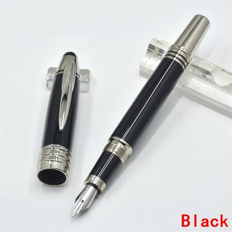 Pluma estilográfica de metal negro de alta calidad, venta al por mayor, papelería para escuela y oficina, pluma de tinta caligráfica de punta de 0,7 para regalo de negocios._voghion.com