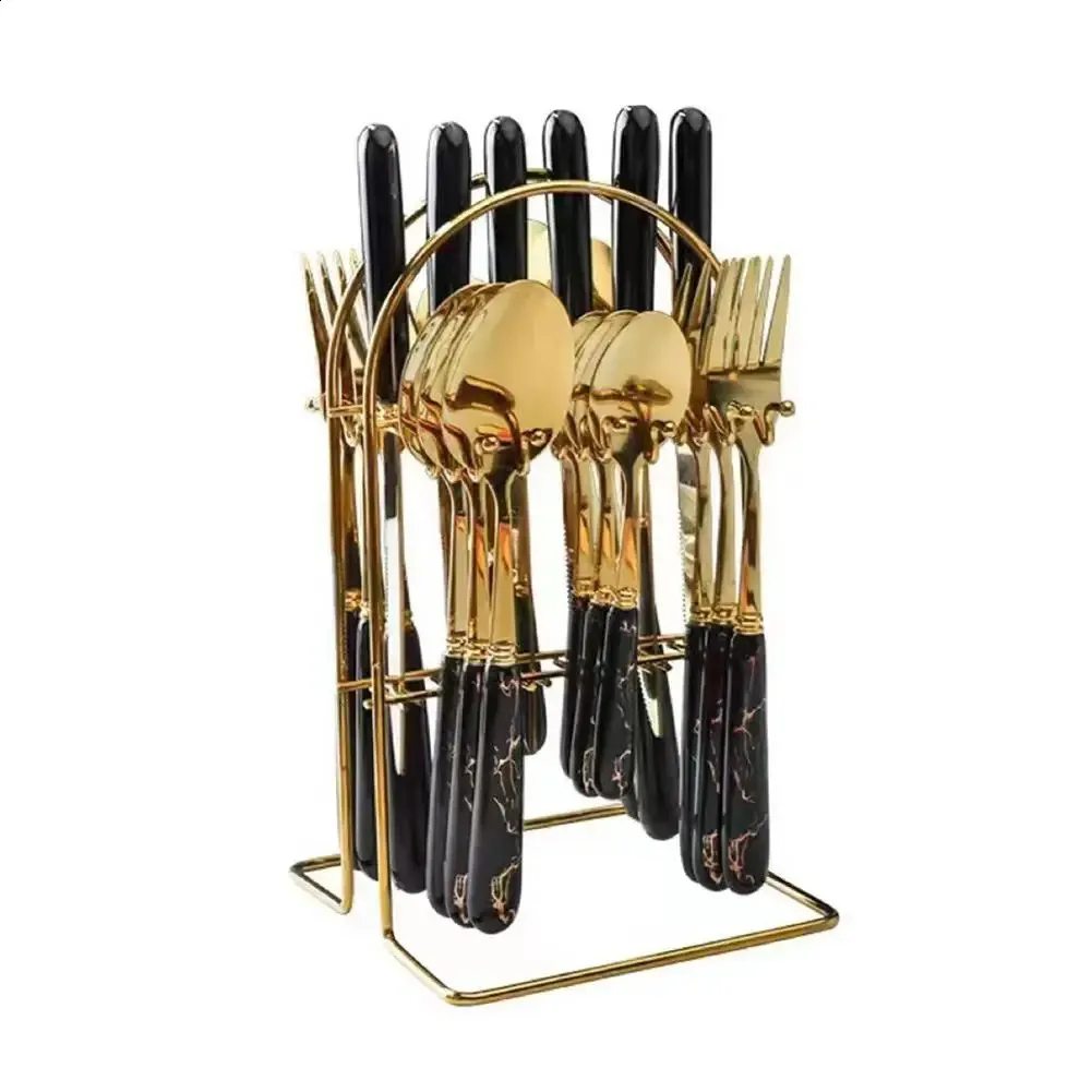 24-Piece Modern Cutlery Set - Includes Storage Holder_voghion.com