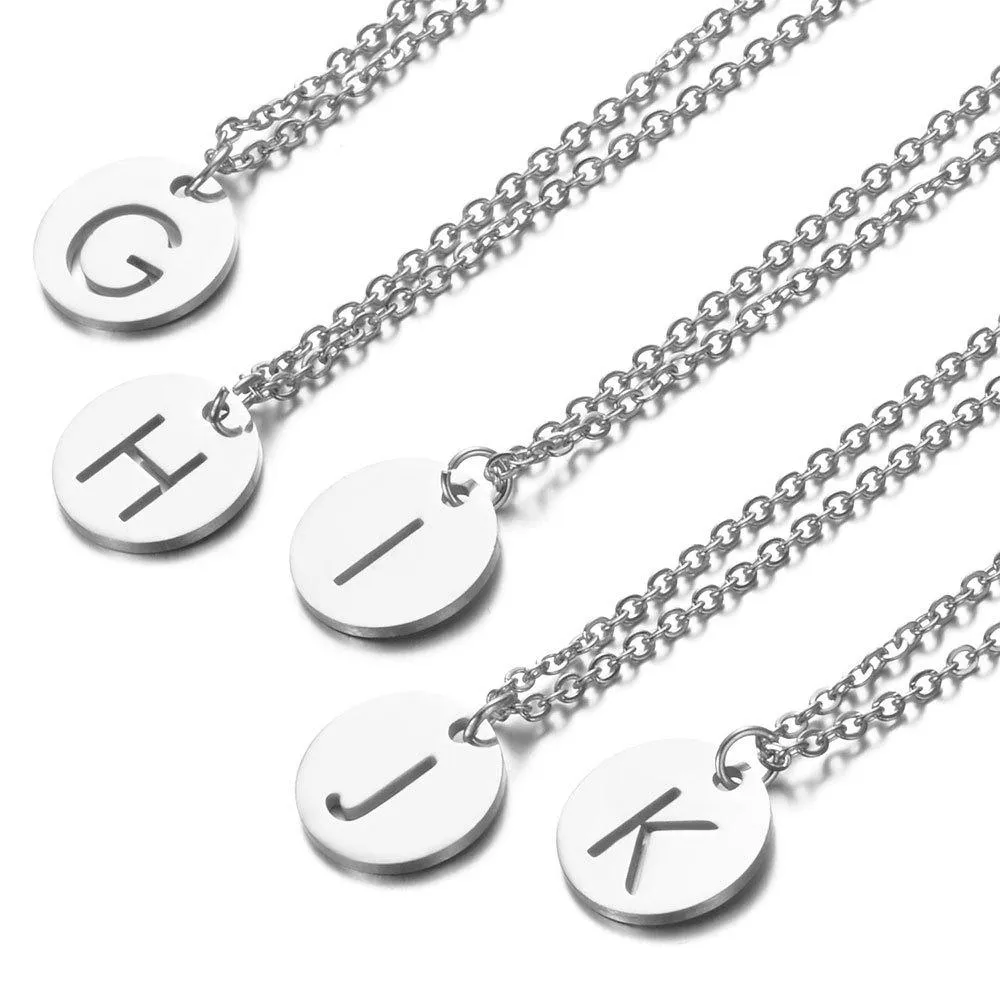 Sier Iniziali Acciaio Inossidabile Donne Ciondolo Gioielli A-Z 26 Lettere Hollow-Out Iniziale Collana Choker Regali Individuali_voghion.com