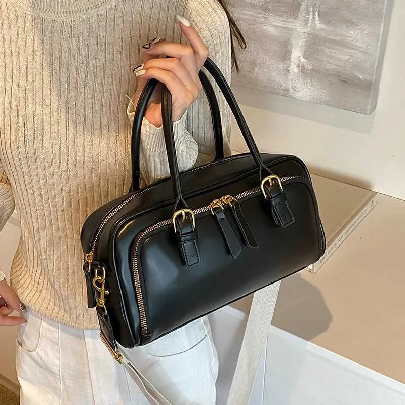 Vintage Handbags for Women Solid Pu Leather s Large Capacity Female Commute Wide Strap Crossbody Packs 2024 NewC241212_voghion.com