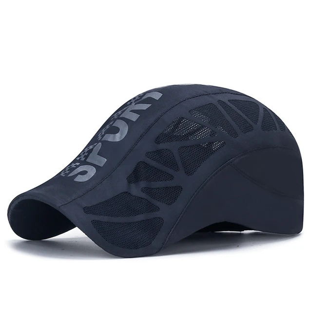 Venta caliente para hombres, gorra de secado rápido, gorra de golf, conducción, ciclismo, deportes, estampado de letras, vendedor de periódicos, gorra de béisbol de verano de hiedra plana, malla transpirable_voghion.com