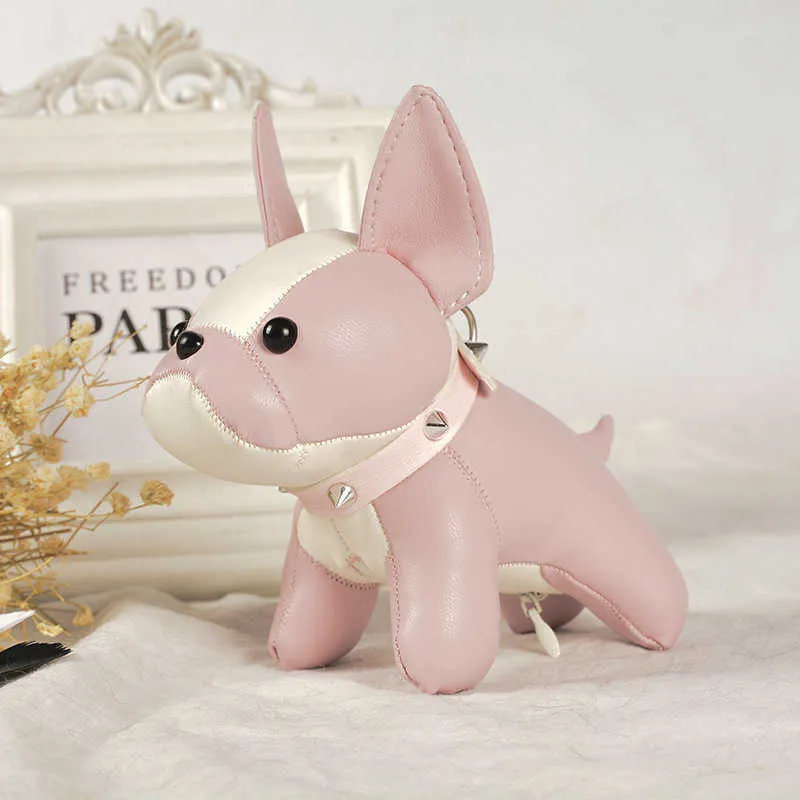 Portachiavi punk bulldog francese PU pelle cane moda donna borsa ciondolo ciondolo auto portachiavi Y241121_voghion.com