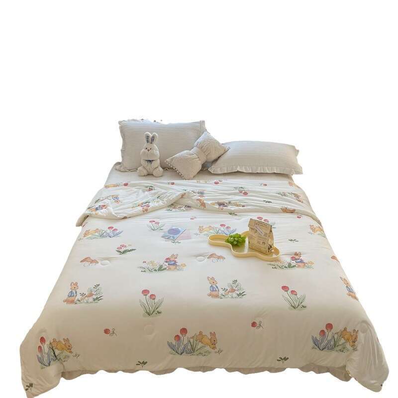 Couverture d'été en coton tricoté pour enfants, motif dessin animé, douce, épaisse et chaude, en fibre de haricots, pour le printemps, l'automne et l'hiver_voghion.com