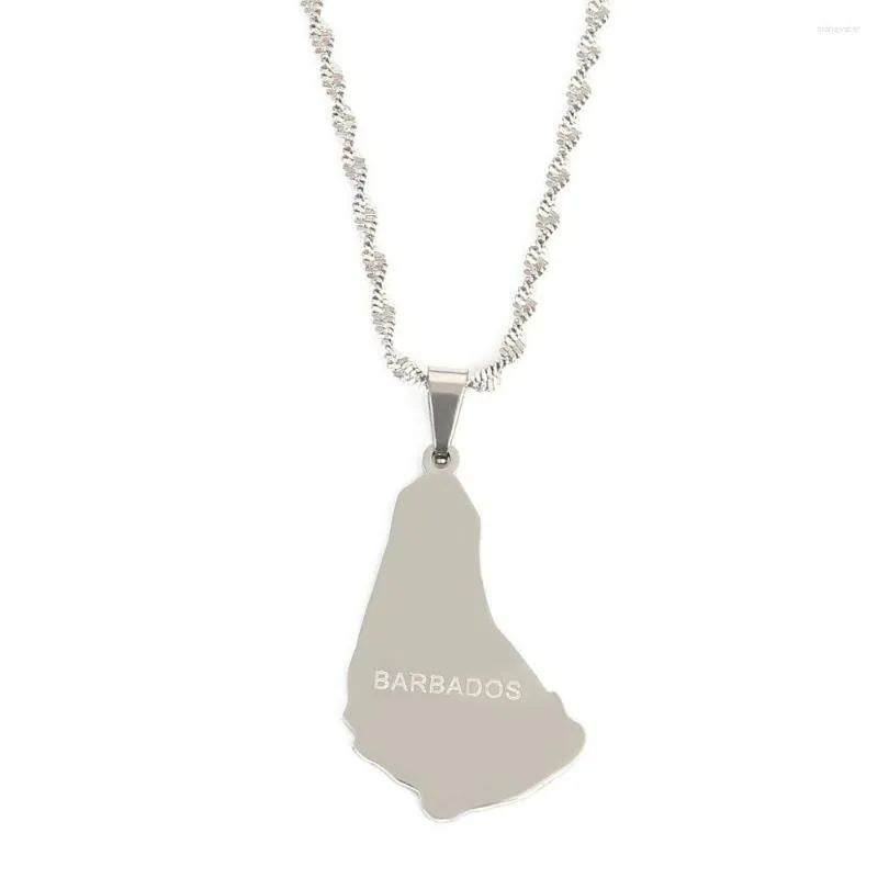 Pendant Necklaces Stainless Steel Map Of The Barbados Island Fashion Sier Color Maps Jewelry Gifts_voghion.com
