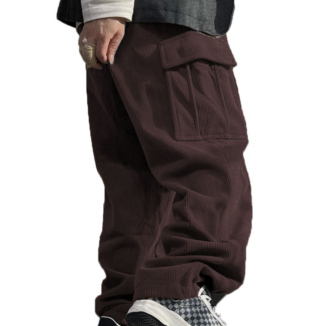 Independent Station American Corduroy Casual Pants Men's 2024 Spring Retro Loose Tooling Pockets Straight Pants Trousers_voghion.com