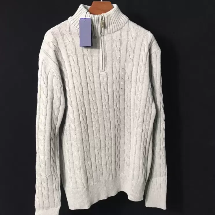 Mens Designer Sweater Shirts Thick Half Zipper High Neck Warm Pullover Slim Knit Knitting Jumpers Cotton Sweatshirt_voghion.com