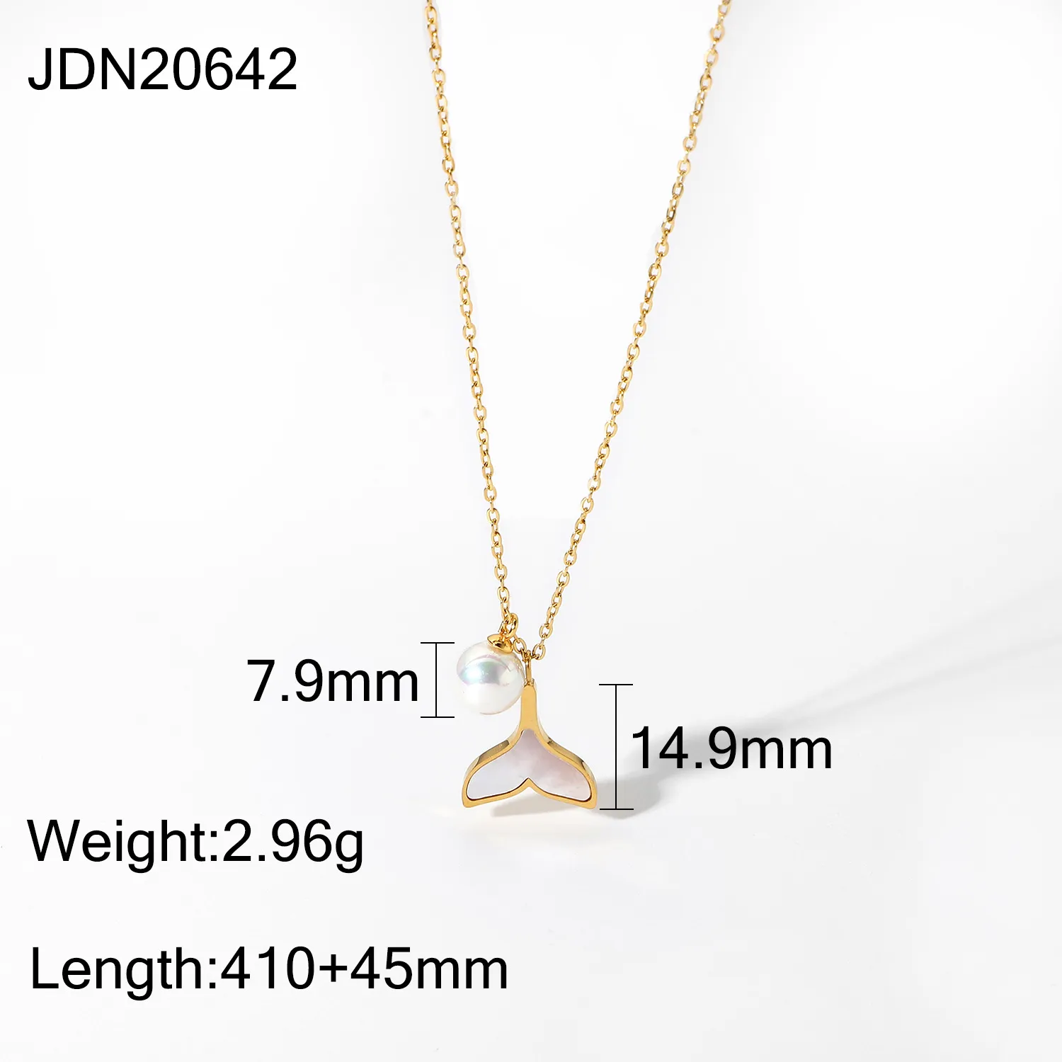 Designer-Halskette mit Meerjungfrau-Perlenanhänger aus 14 Karat Gold für Damen_voghion.com