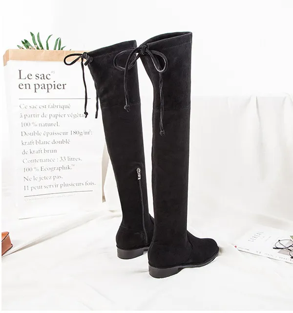 Overknee Stiefel Für Damen Aus Wildleder Mit Elastischer Sohle_voghion.com
