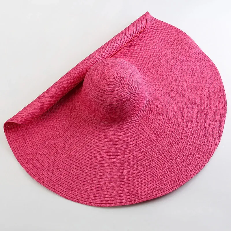 Foldable Women Oversized Ppy Straw Hat 70cm Diameter Large Brim Summer Sun Hats Panama Travel Beach Wholesale 240619_voghion.com