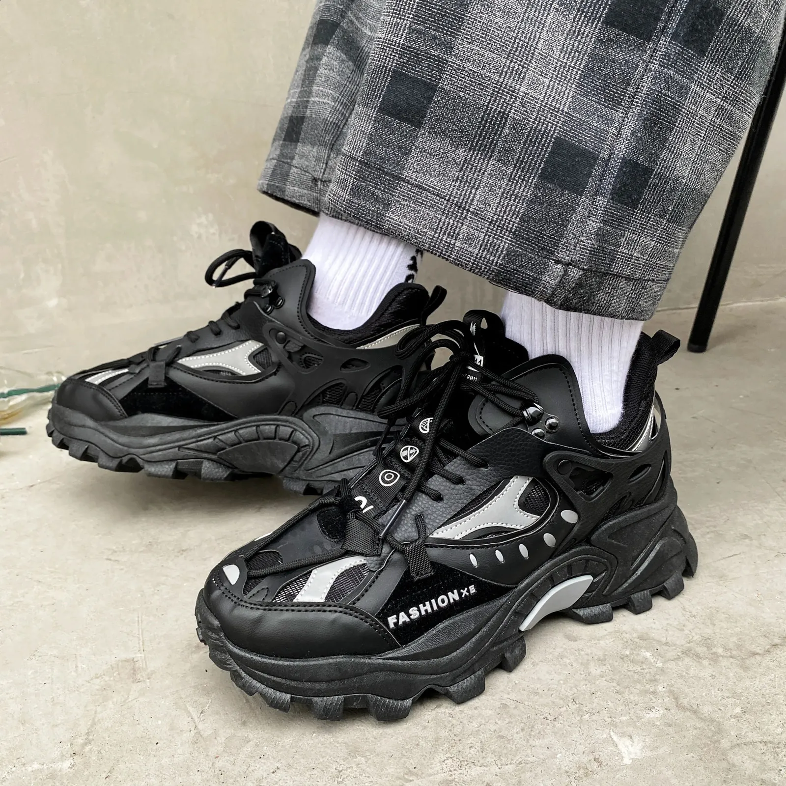 Sneakers alla moda e robuste per uomo, comode scarpe casual da uomo, antiscivolo, scarpe vulcanizzate da uomo, scarpe da tennis con suola spessa, 44_voghion.com