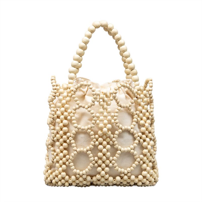 Hochwertige Handtasche Damen, Nischendesign, aus Holzperlen, handgewebte, modische Hohltasche, große Kapazität, Tasche_voghion.com