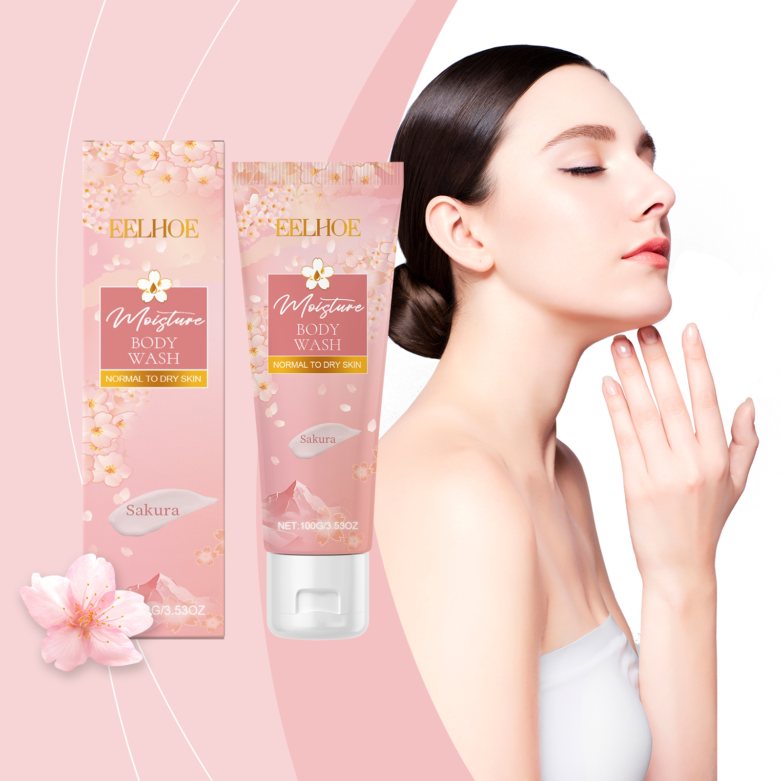 EELHOE Cherry Blossom Moisturizing Shower Gel Gently Cleanses The Body, Moisturizes And Moisturizes For A Long Time_voghion.com