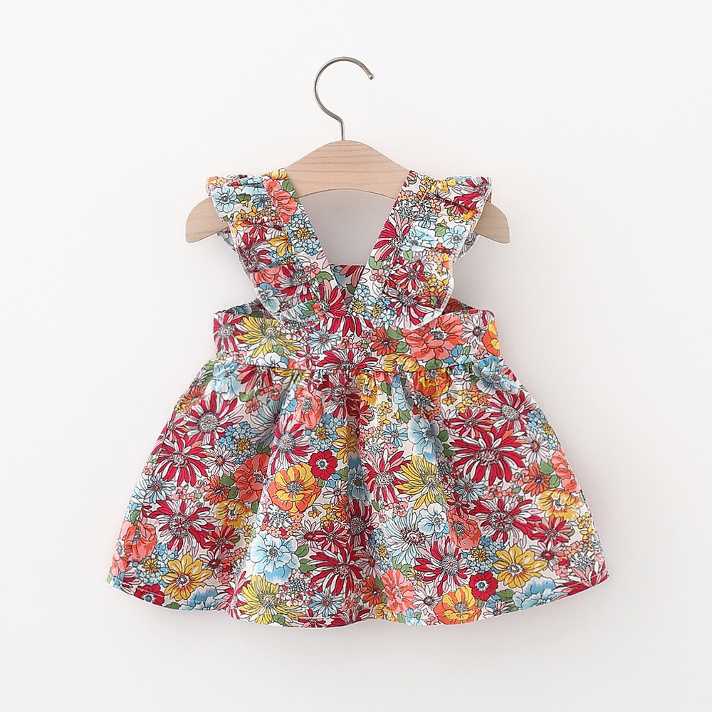 Fashion Girl Clothing Cotton Summer Flower Dress With Bag For Birthday Clothes_voghion.com