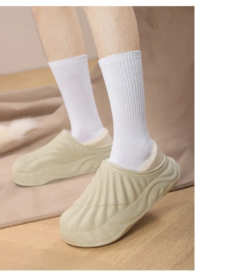 Couple Solid Color Waterproof Cotton Slippers Warm Fashion Casual Can Be Worn Outside Men And Women_voghion.com
