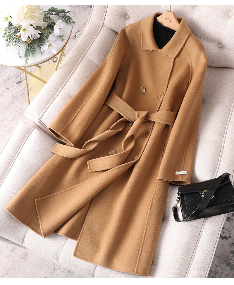 Women's Clothing large size slim women's medium and long new Korean woolen coat double faced cashmere_voghion.com