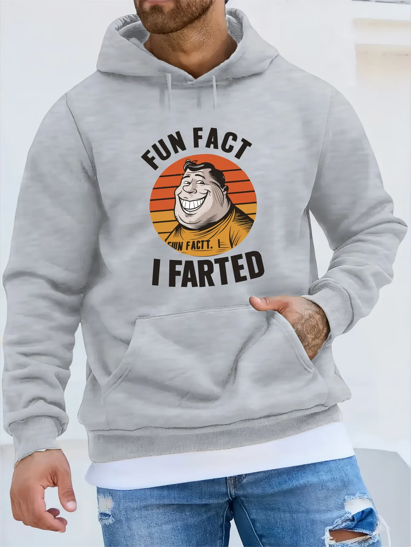 ΕΝΔΙΑΦΕΡΟΝ ΓΕΓΟΝΟΣ I FARTED Στάμπα Ανδρική Άνετη, Ευέλικτη Φούτερ με Κουκούλα και Μακριά Μανίκια, Τσέπες, Μοντέρνα Ρούχα για Άνδρες σε Εξωτερική Χρήση_voghion.com