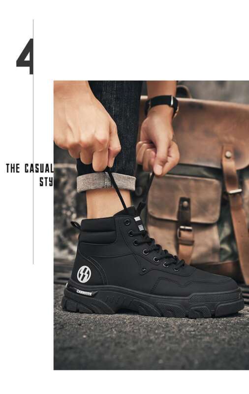 High Top Martin Efterår 2024 Nye Arbejdssko Herrer Koreansk Version Alsidig Britisk Stil Tykke Såler Korte Støvler_voghion.com