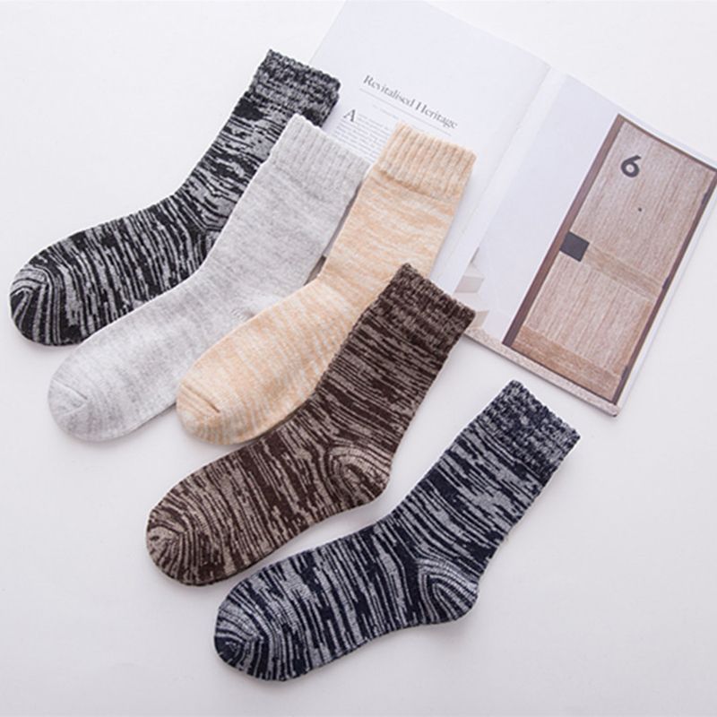 Men's Winter Warm and Thickened Wool Cotton Sock Middle Tube Funny Vintage Breathability Soc for Men_voghion.com