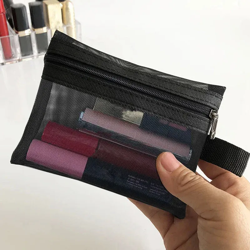 1 trousse de toilette noire pour femme, trousse de toilette transparente, trousse de maquillage, pochette de lavage, petite et grande taille_voghion.com