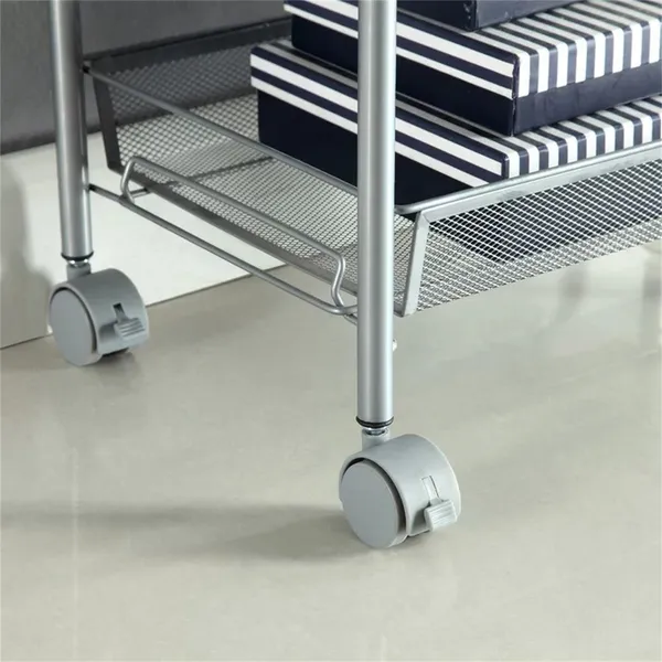 Carrello portaoggetti in metallo a 3 livelli con ruote per cucina da ufficio_voghion.com