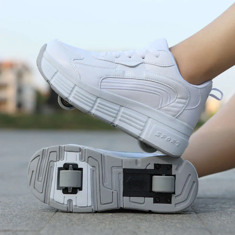 Roller Sneaker Outdoor Indoor Skating Detachable Kids Skates Breathable Blade Boy Flying Shoes Gear White 32_voghion.com