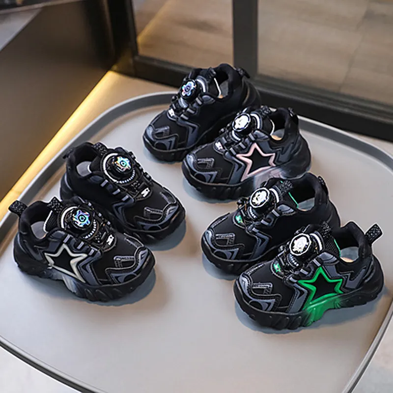 Kinder-Sneaker mit drehbarer Spitze für Jugendliche, Outdoor-Sneakers, Enfant-Mädchen/Jungen, Basketball-Sportschuhe, Happysteps-Turnschuhe, Größen US5c-US1y_voghion.com