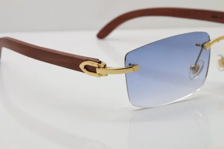Rimless Wood Frame Men Sunglasses For Driving And Outdoors_voghion.com