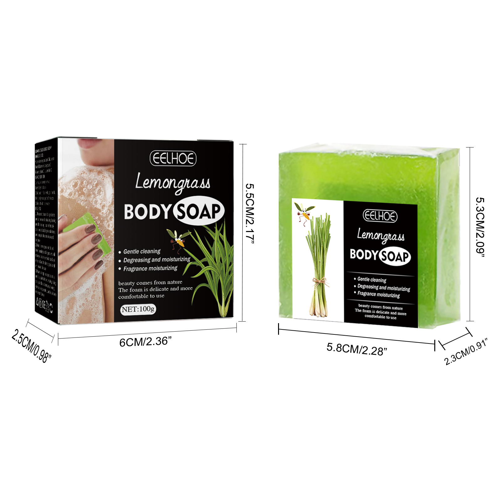 EELHOE Citronella Bath Soap Gently Cleanses Skin, Lightening Acne Mark, Hydrating Oil Control Whitening Non-Sticky Soap_voghion.com