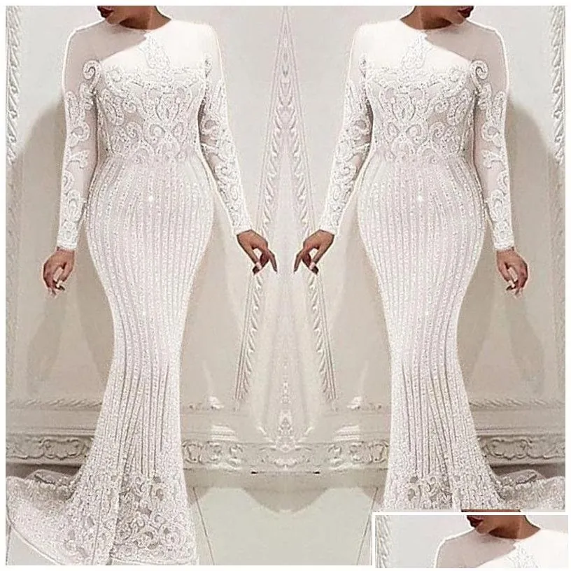 Večerní šaty 2022 New Arrival Y Prom Women Dlouhý rukáv Bodycon Tail Party Župan Elegantní Formální Vestido Drop Deli Dhxyc_voghion.com