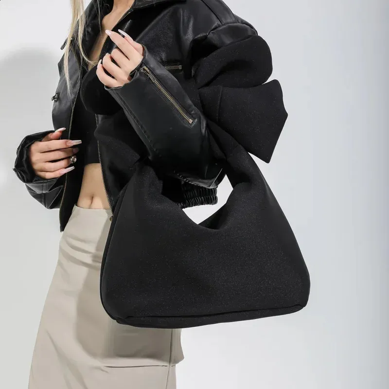 Borsa donna con fiocco in tela borsa a tracolla elegante_voghion.com
