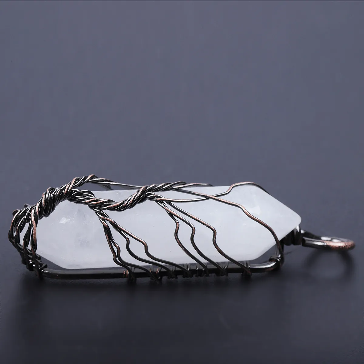 Collane con ciondolo in ametista naturale, pietra di cristallo curativa Reiki, colonna esagonale, bacchetta a doppia punta, collana fai da te_voghion.com