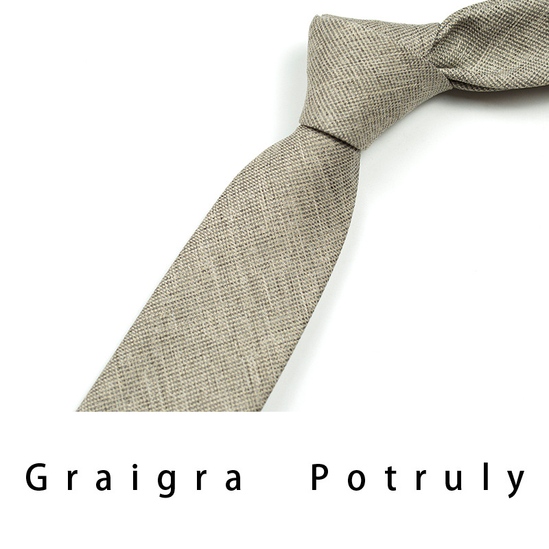 Small Men's Solid Color Coffee Gray 8cm Business Tie With Zipper_voghion.com