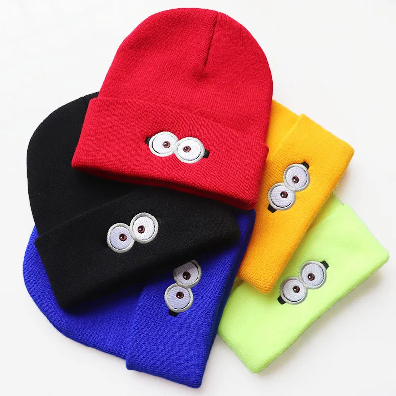 High quality design, Autumn Winter and Male Female New Anime Cartoon Eye Glasses Embroidered Warm Knitted Hat_voghion.com