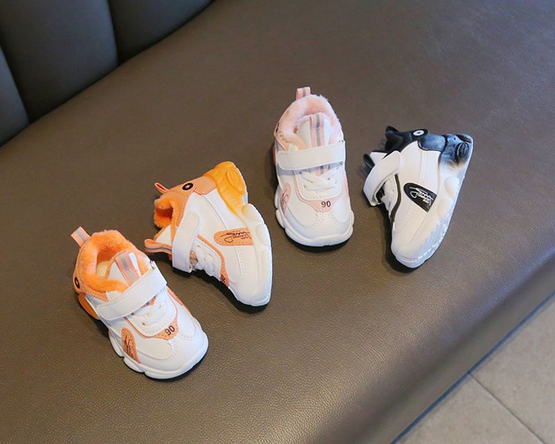 Ausverkauf Kinder Baumwolle 2024 Winter Jungen und Mädchen Sneaker Fleece-ed Warm Kleinkind Baby Weiß Schuhe_voghion.com