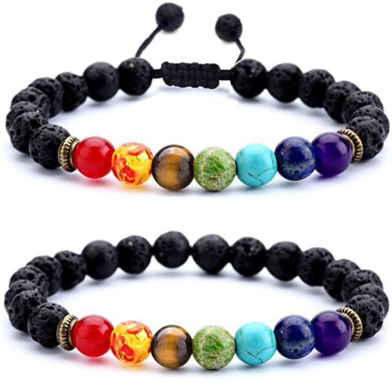 Bracciale in pietra vulcanica colorata e occhio di tigre_voghion.com