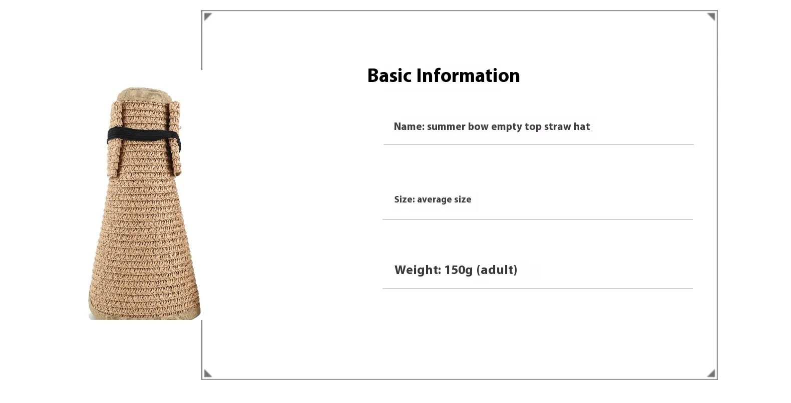 Women's Straw Beach Hat Empty Top Sun Protection Folding Brim_voghion.com