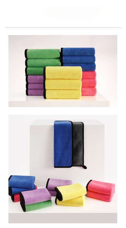 Car Wash Thickened Absorbent Coral Fleece Car Towel, Dual Color Double-sided High-density Household Cleaning Cloth_voghion.com