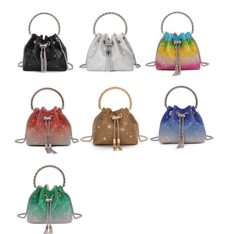 Kleine Beuteltasche mit Diamantbesatz und Kordelzug, hochwertige Umhängetasche, trendige Abendtasche_voghion.com