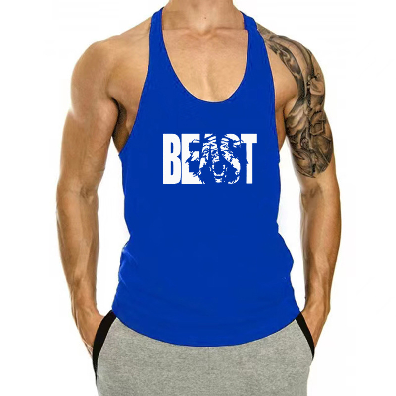 Muscle Doctor Brothers Sommer-Tanktop für Herren, lockere Sportbekleidung, reine Baumwolle, für Lauftraining, Straddle-Racerback_voghion.com