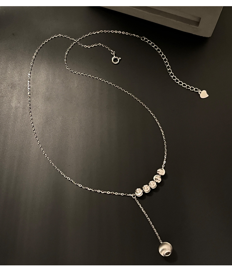 collana con perline rotonde a forma di occhio di gatto in argento sterling, donna, design di nicchia coreano, luce, lusso, moda, maglione a catena_voghion.com